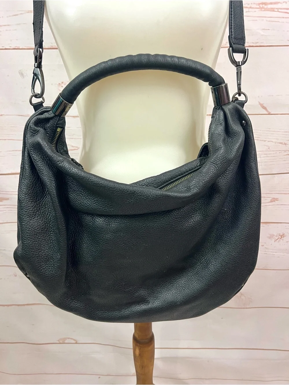 Kenneth Cole Vintage Y2K Pebbled Leather Large Shoulder Hobo Tote Crossbody